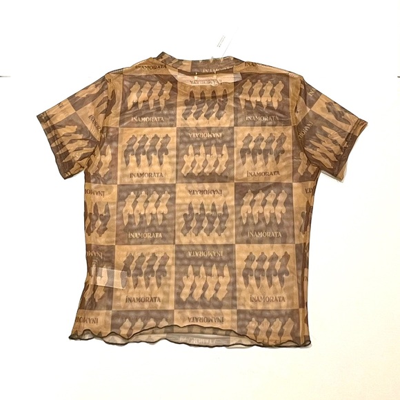 Inamorata Bambi Sheer Checkered Baby Tee - Picture 3 of 10